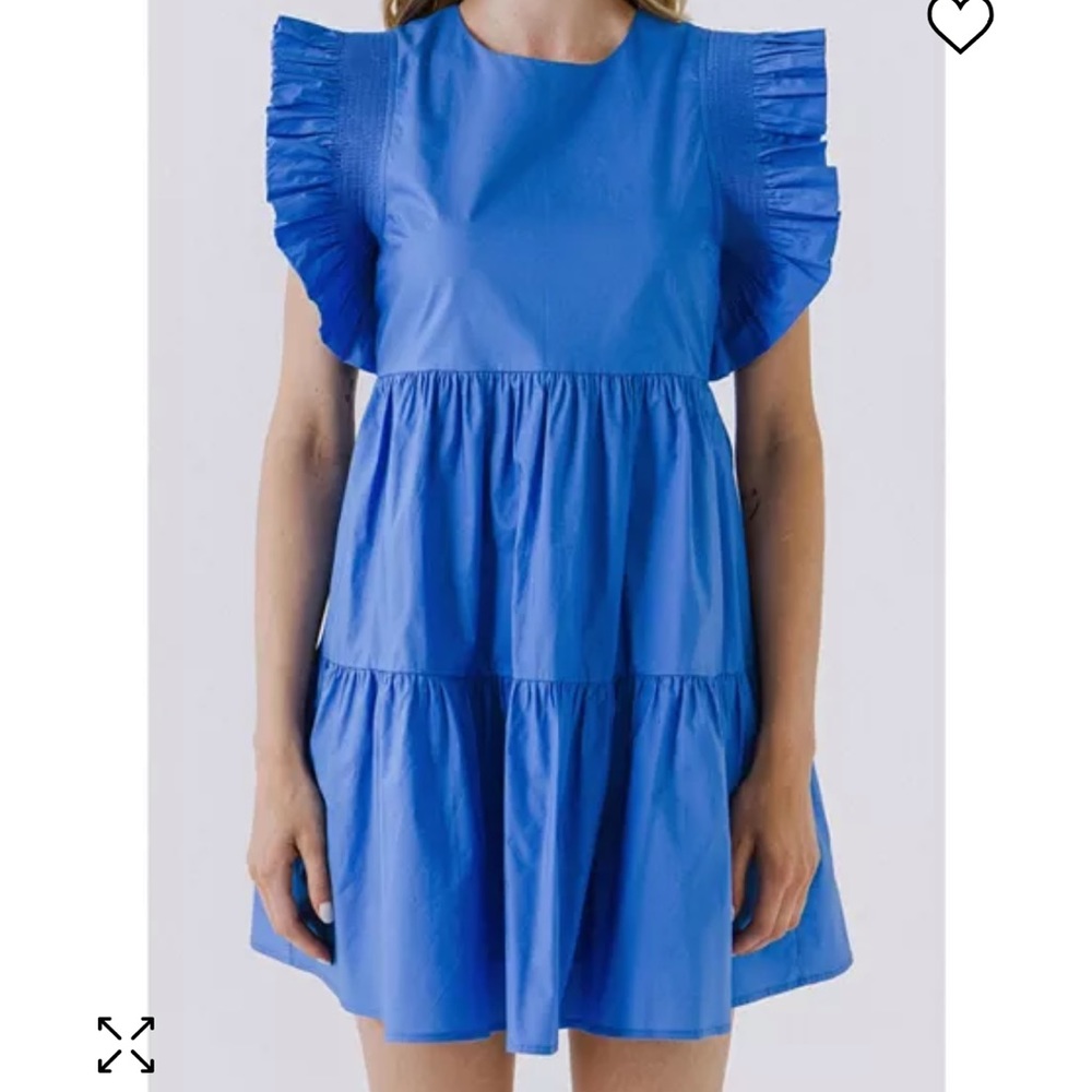English Factory Ruffled Babydoll Dress S Blue